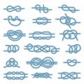 Sea boat knots vector set illustration on white Royalty Free Stock Photo
