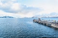 Sea boat pier in the north Norwegian town Kirkenes