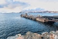 Sea boat pier in the north Norwegian town Kirkenes