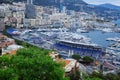 Sea, boats and buildings in Monaco, summer landscape, harbor view from above