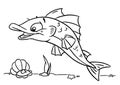 Sea bottom pearl joy fish character illustration cartoon coloring