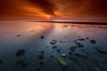 Sea Breakwater Sunset In Long Exposure Royalty Free Stock Photo