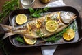 Sea bream or dorada fish grilled baked fish dorado