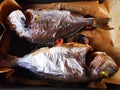 Sea bream fish fried in the oven tray