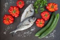 Sea Bream Vegetables Diet Food Royalty Free Stock Photo