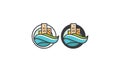 Sea building beach logo icon vector