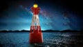 Sea buoy in the night. 3D illustration Royalty Free Stock Photo