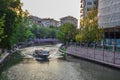 A sea bus called `Esbot` on  EskiÃÅ¸ehir`s favourite place called `Porsuk Stream` in Turkey country 08/08/2017 Royalty Free Stock Photo