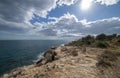 The sea in Calafat on the darted coast of Tarragona