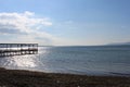 Sea calm skies and docks Royalty Free Stock Photo