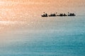 Sea canoeists (water sports) at dawn Royalty Free Stock Photo