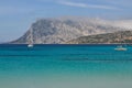 The sea of Capo Coda di Cavallo, in background the island of Tavolara Royalty Free Stock Photo