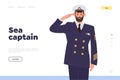 Sea captain landing page design website template for online service offering professional ship crew