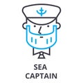 Sea captain thin line icon, sign, symbol, illustation, linear concept, vector
