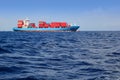 Sea cargo merchant ship sailing blue ocean