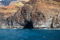 Sea cave along Napali Coast in Hawaii Royalty Free Stock Photo