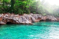 Sea cave with blue water at daytime Royalty Free Stock Photo