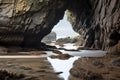 sea cave at low tide, revealing hidden treasures