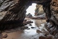 sea cave at low tide, revealing hidden treasures