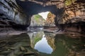 sea cave reflections in calm tidal pools