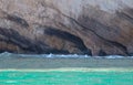 Sea cave wall at Chinese Harbor at Santa Cruz Island in the Channel Islands National Park near Santa Barbara California United