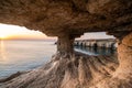 Sea caves in Cape Greko national park near Ayia Napa and Protaras on Cyprus island, Mediterranean Sea Royalty Free Stock Photo