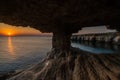 Sea caves in Cape Greko national park near Ayia Napa and Protaras on Cyprus island, Mediterranean Sea Royalty Free Stock Photo