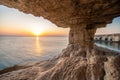 Sea caves in Cape Greko national park near Ayia Napa and Protaras on Cyprus island, Mediterranean Sea Royalty Free Stock Photo