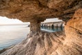 Sea caves in Cape Greko national park near Ayia Napa and Protaras on Cyprus island, Mediterranean Sea Royalty Free Stock Photo