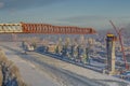 Sea channel and cargo port, Saint-Petersburg, Russia, winter, t