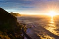 Sea cliff bridge along Australian Pacific ocean coast on sunrise Royalty Free Stock Photo