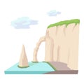 Sea cliff icon, cartoon style