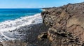 Sea Cliffs Formed by Recent Lava Flows on Kaimu Black Sand Beach, Royalty Free Stock Photo