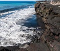 Sea Cliffs Formed by Recent Lava Flows on Kaimu Black Sand Beach Royalty Free Stock Photo