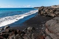 Sea Cliffs Formed by Recent Lava Flows on Kaimu Black Sand Beach Royalty Free Stock Photo