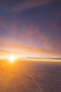 The sea of cloud sunset sky background from window airplane Royalty Free Stock Photo