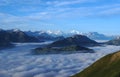 Sea of clouds in the Alps Royalty Free Stock Photo