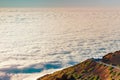 Sea of clouds below the summit of Teide volcano in Tenerife