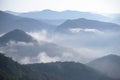 Sea of clouds foggy morning mountains Royalty Free Stock Photo