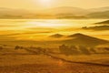 The sea of clouds mongolian yurts on the steppe Royalty Free Stock Photo