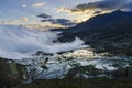 Sea of clouds at sunrise in Duoyishu Yuanyang rice terraces Honghe Yunnan Province China