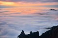 Sea of clouds in sunset Royalty Free Stock Photo