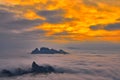 Sea of clouds in sunset Royalty Free Stock Photo