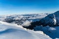 Sea of clouds, Tiganesti Ridge, Bucegi Mountains, Romania Royalty Free Stock Photo