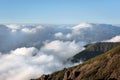 Sea of clouds in volcanic landscape of Teide national park, Tenerife, Canary islands, Spain. Royalty Free Stock Photo