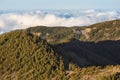 Sea of clouds in volcanic landscape of Teide national park, Tenerife, Canary islands, Spain. Royalty Free Stock Photo