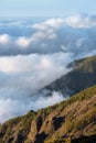 Sea of clouds in volcanic landscape of Teide national park, Tenerife, Canary islands, Spain. Royalty Free Stock Photo