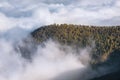 Sea of clouds in volcanic landscape of Teide national park, Tenerife, Canary islands, Spain. Royalty Free Stock Photo