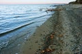 Rocky shore of the Baltic sea, sea coast at dawn