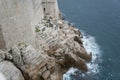 Sea coast of Dubrovnik and detail of the fortress